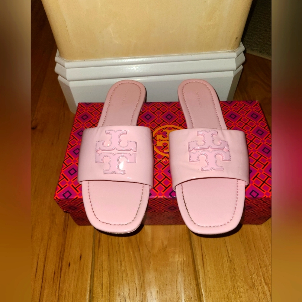 Tory Burch Designer Eleanor Pink Slide Sandals 9.5 - Picture 1 of 9